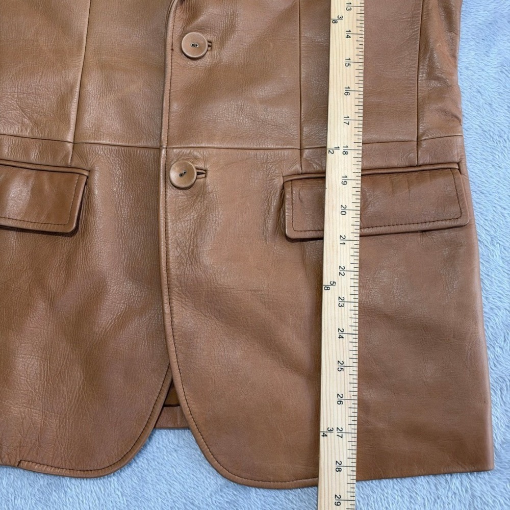Parfait Leather Italy Blazer Jacket Womens L Tan Sport Coat Western Boho Preppy - Picture 13 of 15